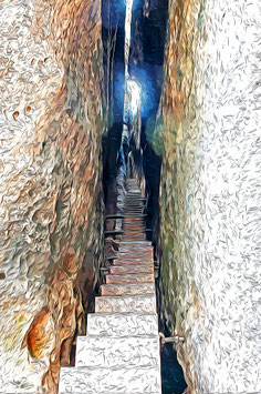 lunArtis Kunstdruck auf Metallic-Fotopapier und Alu Dibond "Treppe zum Licht"