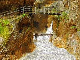 lunArtis Kunstdruck auf Leinwand "Tosen in der Klamm"
