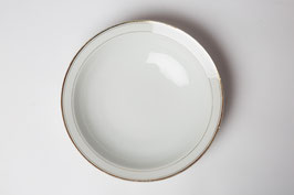 Plat rond porcelaine blanc et or