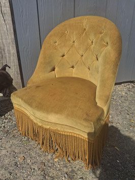Fauteuil velours jaune N°2