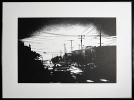 Sérigraphie d'art Prête à Poser « Black Sunset on Irving street »  d’après une photo de Jérôme Dubuis