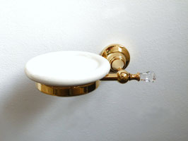 Nostalgie Wandseifenschale BOROMES mit Swarovski Elements Kristall (Schale Craquelè-Keramik)