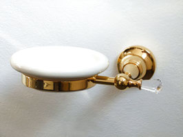Nostalgie Wandseifenschale BOROMES mit Swarovski Elements Kristall  (Schale weiße Keramik)