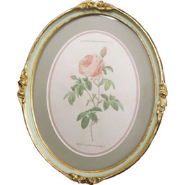 ルドゥーテ 薔薇の額絵 壁掛け バラ額縁 可愛い アンティーク風 シャビーシック フレンチカントリー リボン バラ額絵 バラ ピンク 楕円 薔薇  ヴィクトリア ゴールド 金 クラシック 77089PI-A