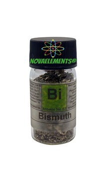 Bismuth metal crystalline pieces 99.99% fulfilled vial 35 grams