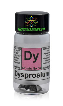 Dysprosium metal shiny sample of 1 gram 99,95% in glass vial