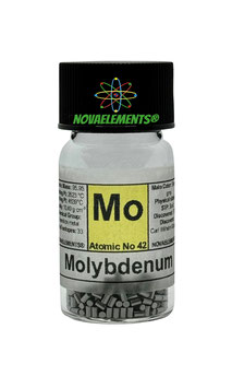 Molybdenum metal shiny pellets 5 grams 99.99% vial