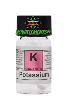 Potassium metal 1 gram, shiny, oxide free, 99.9% argon sealed ampoule and vial