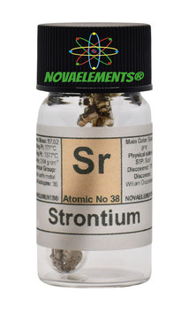 Strontium metal crystals, shiny, oxide free, argon sealed, in vial 99.95% 1 gram