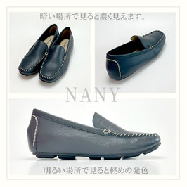 インヒール　モカシン　ネイビー