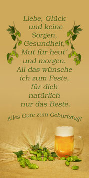 Klappkarte GTK 3 Hopfen&Bier " Liebe Glück und keine Sorgen.." grün
