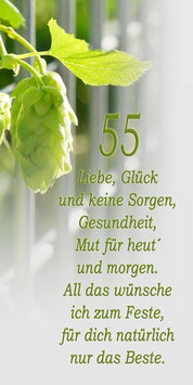 Klappkarte GTK   zum 55./65. /75 oder 85.  Geburtstag  "Motiv Hopfen & Zaun"