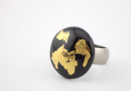 Edelstahlring mit Wechseltop in schwarz-gold