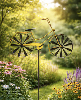Stilvolles Windspiel Fahrrad aus Metall gelb