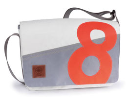 360° Messenger Bag Barkasse mini weiß/hellgrau Zahl orange