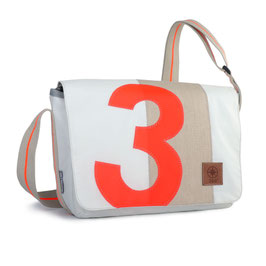 360° Messenger Bag Barkasse mini RESQ weiß/sand Zahl orange