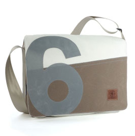 360° Messenger Bag Barkasse L Persenning taupe Zahl grau