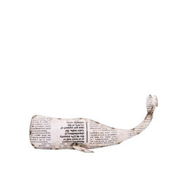 Kunstvoller Wal "Shabby Barrel White" aus Metall in 2 Größen
