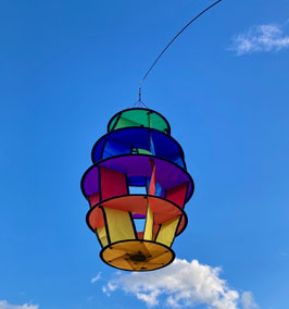 Windspiel Lampion Regenbogen incl. LED Lampe & Klettpad