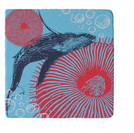 Maritimer Fliesenuntersetzer "Neon Wal"