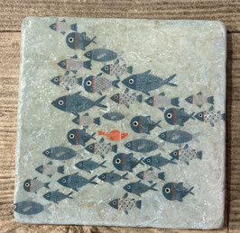 Maritimer Fliesenuntersetzer "Fischschwarm 1"