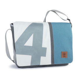 360° Messenger Bag Barkasse L weiß/petrol Zahl grau