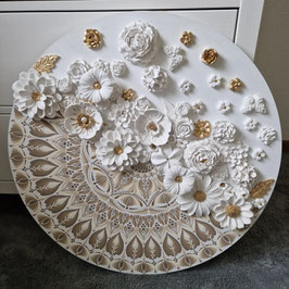 Mandala White Flowers