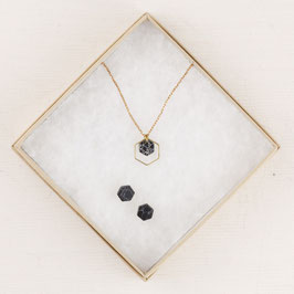 GIFT SET Heagon Marble Necklace & Hexagon Studs