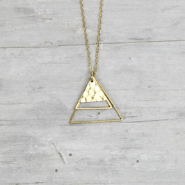 NECKLACE long Three Triangles hammered