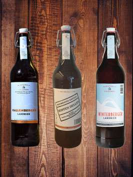 3 versch. Flaschen - Hopfen Helles