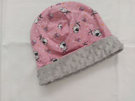 Beanie, auf beide Seiten tragbar, pink und beige