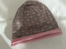 Beanie, auf beide Seiten tragbar, Katzenpfoten rosa und grau