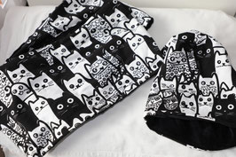 Set Beanie und Loop schwarz weiss