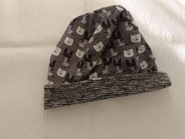 Beanie, auf beide Seiten tragbar, grau, schwarz weiss