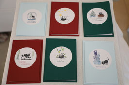 Karten-Set mit lustigen Katzensujet