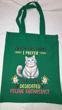 Tasche Crazy Cat lady grün