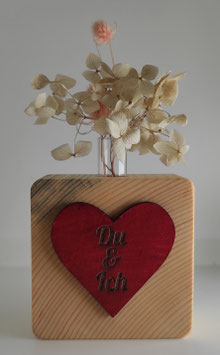 Holzdeko mit Herz & Gravur „Du & Ich“