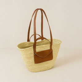 Basic Rieten Schoudertas - Lederen Lange hengsels
