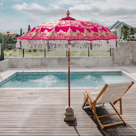 Luxe Boho Bali Parasol  ❤ Fuchsia Goud Bewerkt