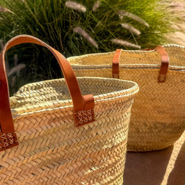 Basic Rieten Tas - Schouder & Hand Shopper Lederen hengsels