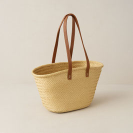 Basic Rieten Schoudertas - Lederen Lange hengsels