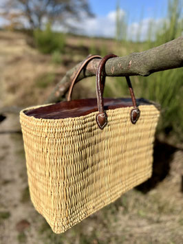 Basic Rieten Tas Faria - Leer afsluitbaar