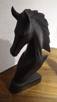 Horse Head black / Pferdekopf Schwarz aus Suar Holz geschnitzt (small)