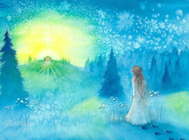 Weg durch die Stille der Nacht - Grußkarte sehr groß: 21,6 x 13,9 cm mit weißem Briefumschlag