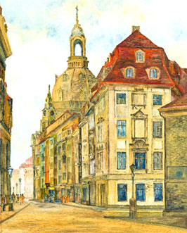 D47, Die Rampische Gasse in Dresden mit Frauenkirche