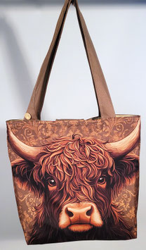 Mooie nieuwe handgemaakte schoudertas Schotse Hooglander jong