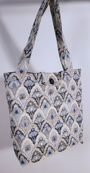 Exclusieve handgemaakte draagtas Blauwe tegeltjes van gobelin stof