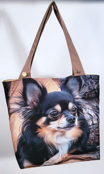 Handgemaakte draagtas met een afbeelding van een Chihuahua