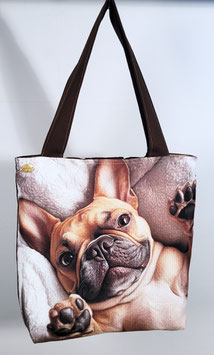 Handgemaakte draagtas met een afbeelding van een Franse Bulldog