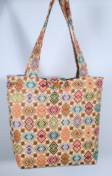 Nieuwe handgemaakte draagtas Fleurige blokken van hoge kwaliteit, stevige gobelin stof